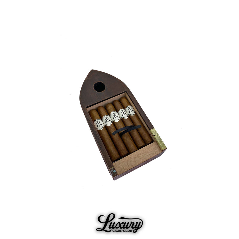 ADVentura The Conqueror Comandante cigars in unique boat-shaped wooden box, premium boutique cigars from Luxury Cigar Club.