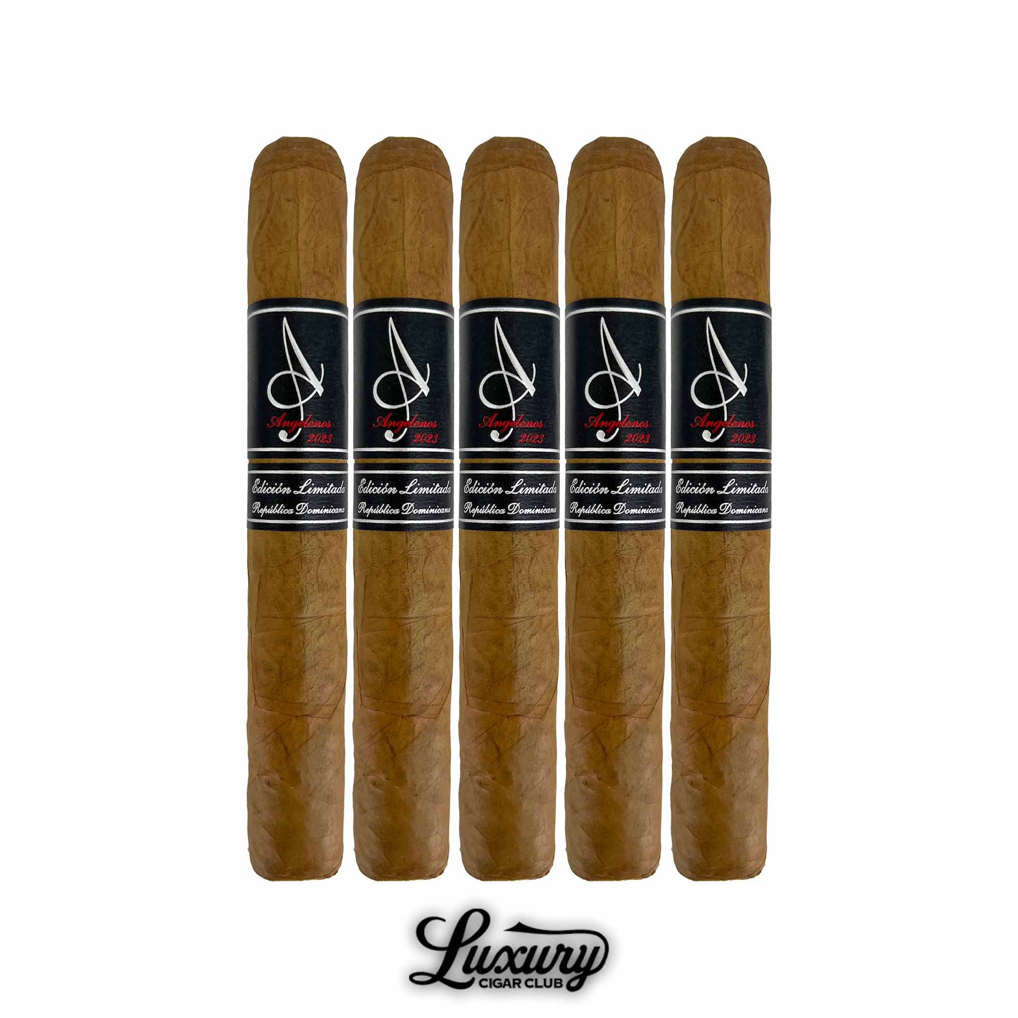 Angelenos Limited Edition Double Robusto 5 pack of premium Dominican cigars with black and silver bands available at Luxury Cigar Club