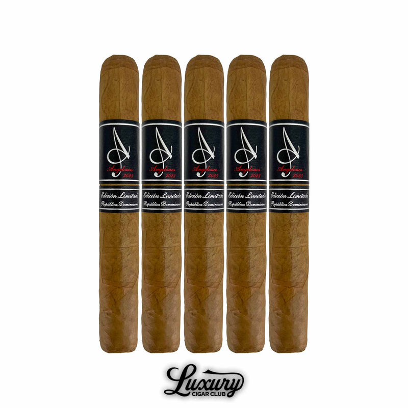 Angelenos Limited Edition Double Robusto 5 pack of premium Dominican cigars with black and silver bands available at Luxury Cigar Club