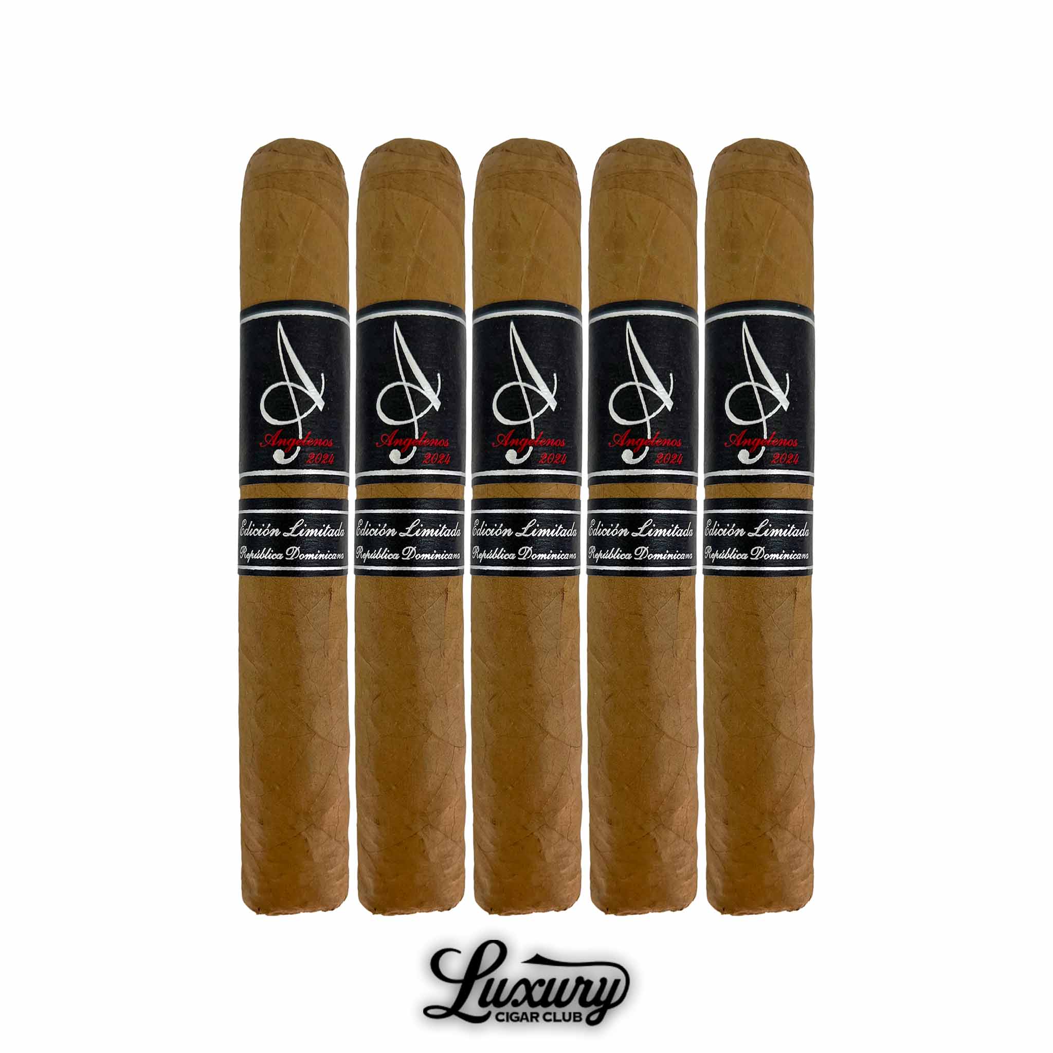 Angelenos Limited Edition Robusto 5 pack handmade Dominican cigars in elegant black and silver bands from Luxury Cigar Club
