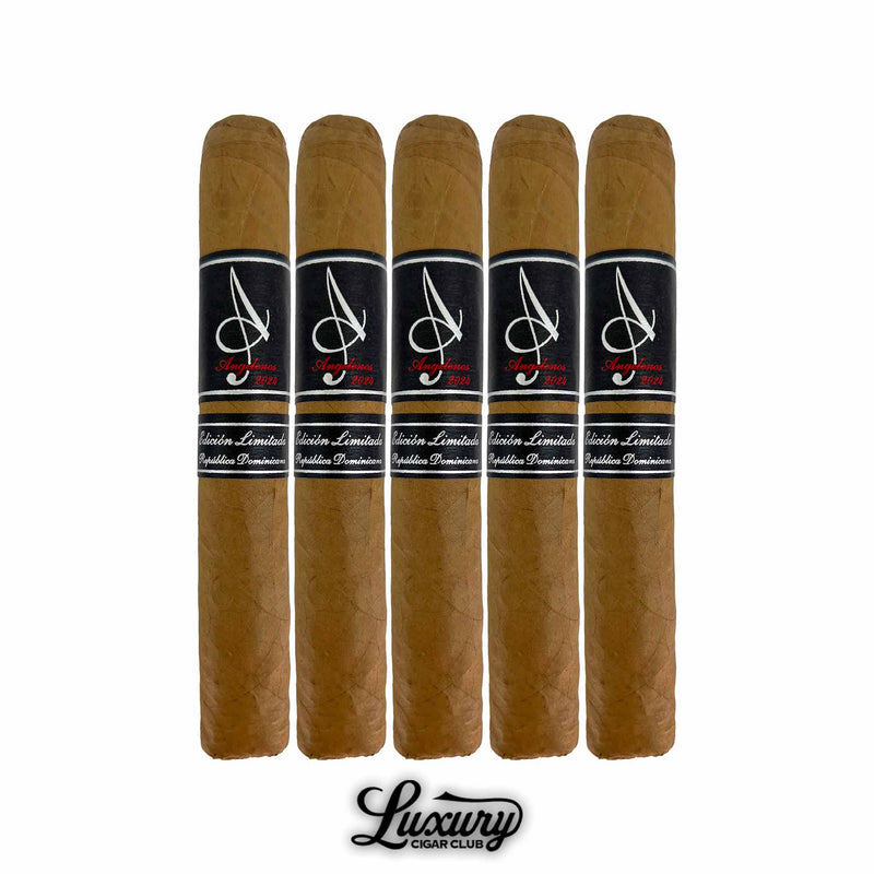 Angelenos Limited Edition Robusto 5 pack handmade Dominican cigars in elegant black and silver bands from Luxury Cigar Club