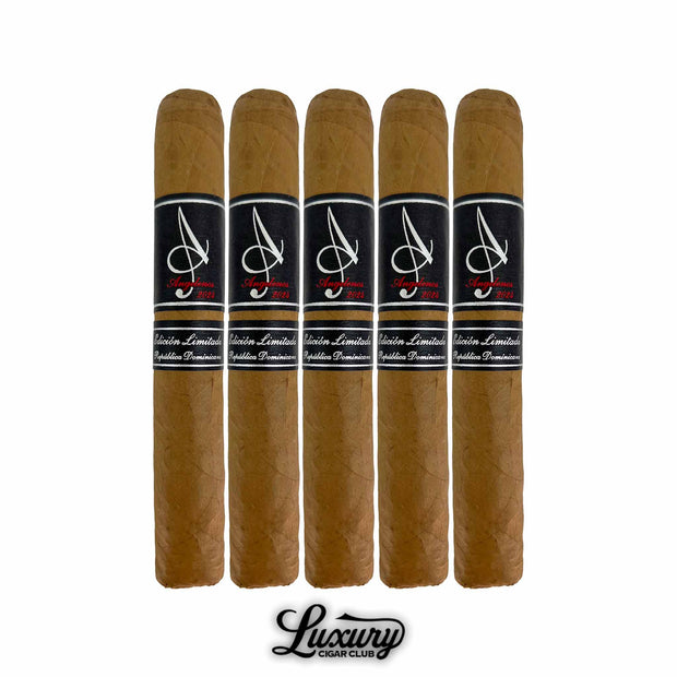 Angelenos Limited Edition Robusto 5 pack handmade Dominican cigars in elegant black and silver bands from Luxury Cigar Club