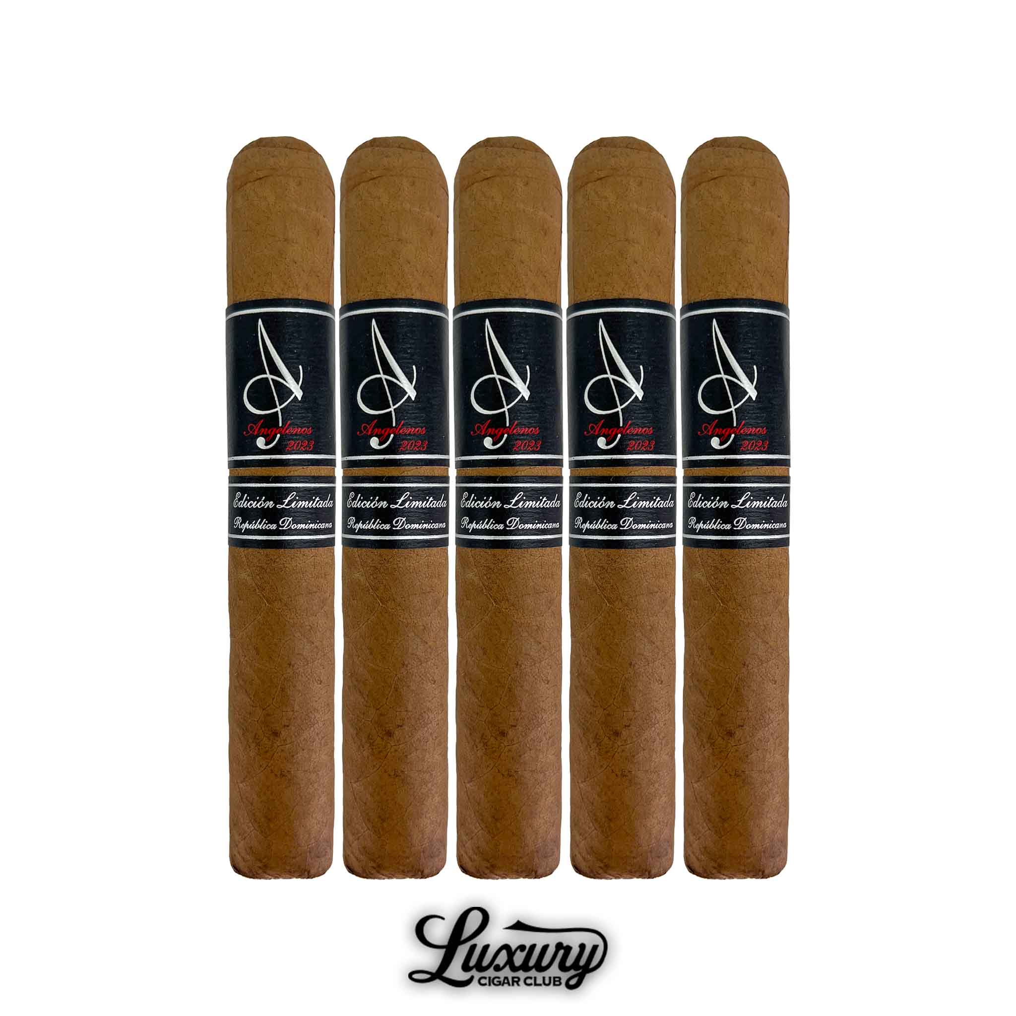 Angelenos Limited Edition Robusto Gordo 5 pack of hand rolled Dominican cigars in sleek black and silver bands available at Luxury Cigar Club