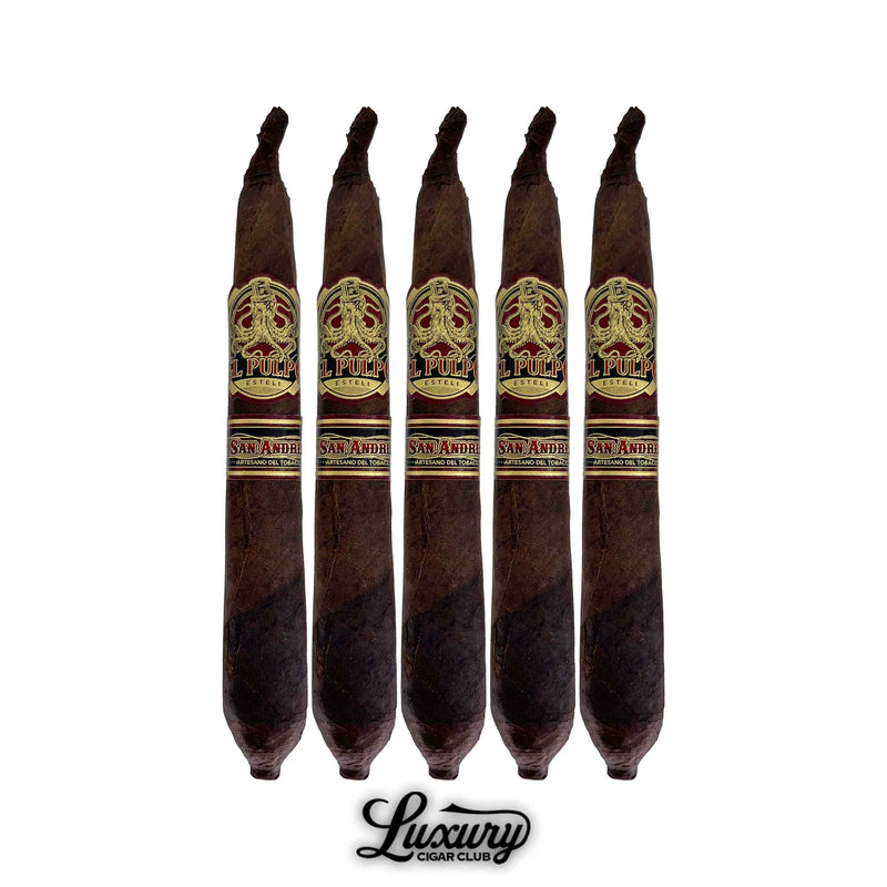 Luxury Cigar Club pack of five El Pulpo The Squid Perfecto box pressed cigars with San Andrés wrapper.