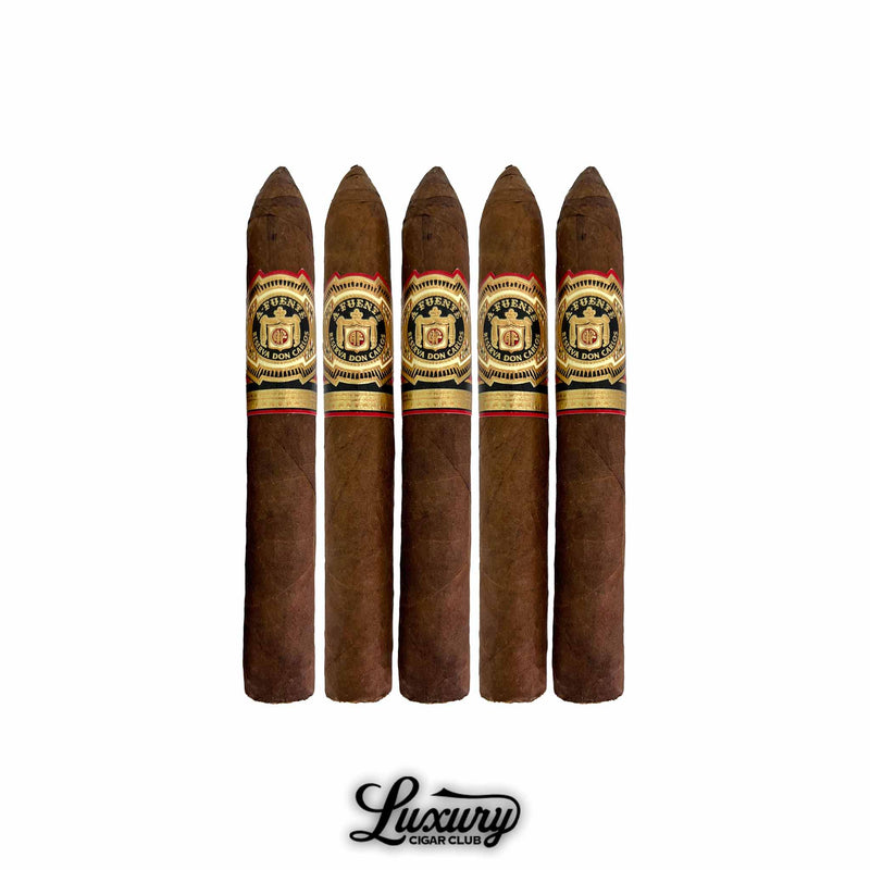 Five-pack of Arturo Fuente Don Carlos No. 4 cigars from Luxury Cigar Club, featuring rich Cameroon wrappers and signature black, gold, and red Fuente bands.
