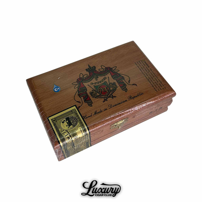 Arturo Fuente Flor Fina 8-5-8 Natural cigars in a sealed wooden box, with the iconic red and black crest and gold security stamp.