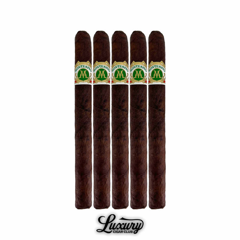 Five-pack of Arturo Fuente Montesino Maduro No. 1 cigars with green and gold bands at Luxury Cigar Club.