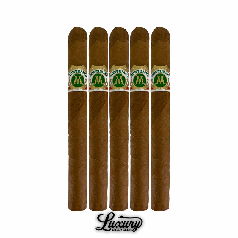 Five-pack of Arturo Fuente Montesino Natural No. 2 cigars, classic Dominican handmade cigars with smooth natural wrapper and green cigar bands – Luxury Cigar Club.