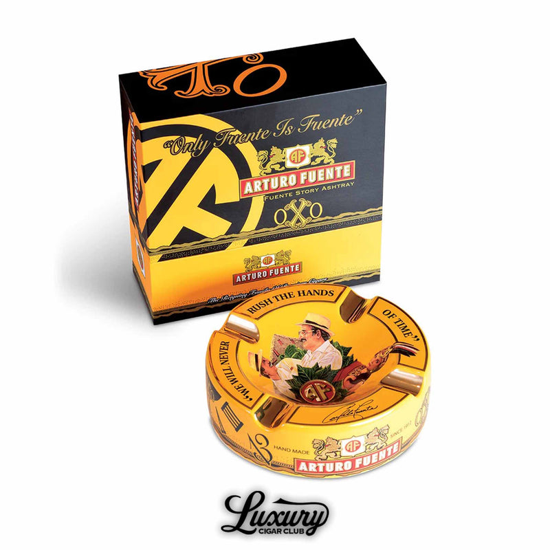 Arturo Fuente OXO Oro Oscuro yellow ceramic cigar ashtray with matching box – Luxury Cigar Club cigar accessories