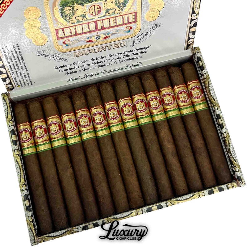 Close up view of Arturo Fuente Petite Corona Natural cigars showcased by Luxury Cigar Club.