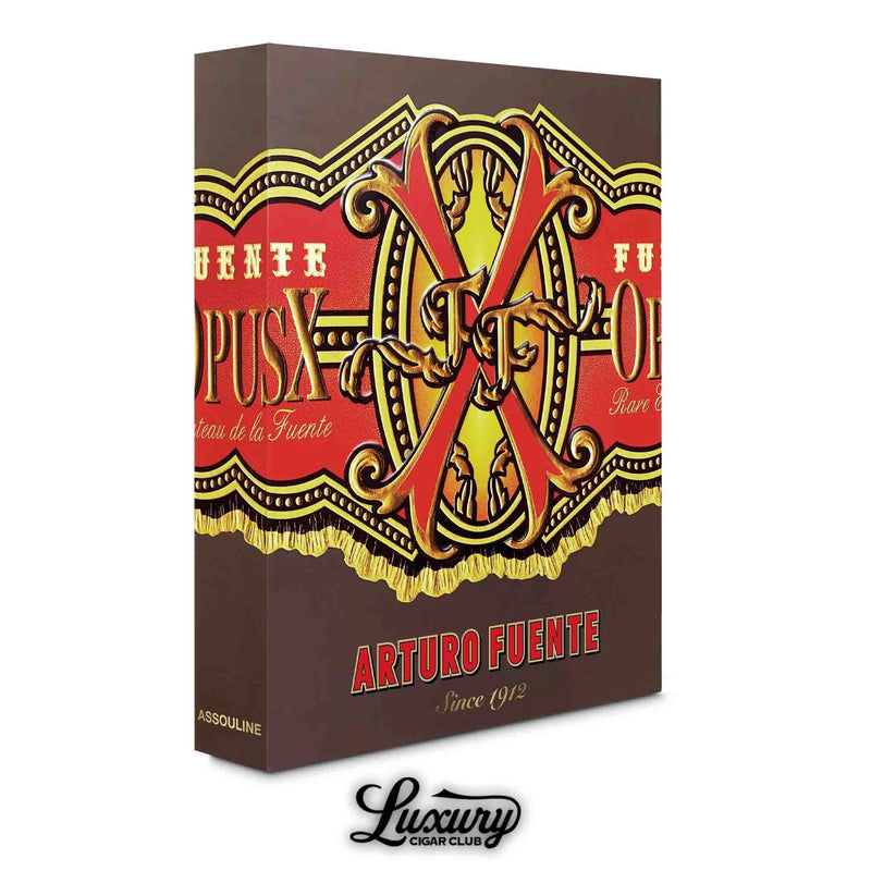 Side profile view of the Arturo Fuente “Since 1912” book housed in an elegant Opus X branded case – luxury cigar gift item.