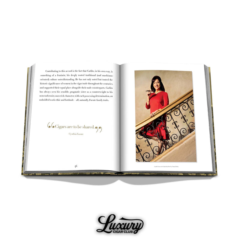 Cynthia Fuente featured in the Arturo Fuente “Since 1912” book with quote on cigars and heritage – celebrating women in the cigar industry.