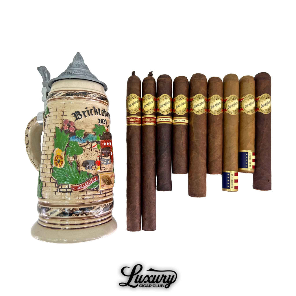 Brick House Collectors Bricktoberfest Sampler 2025 limited edition cigar set with ceramic stein and assorted cigars Luxury Cigar Club