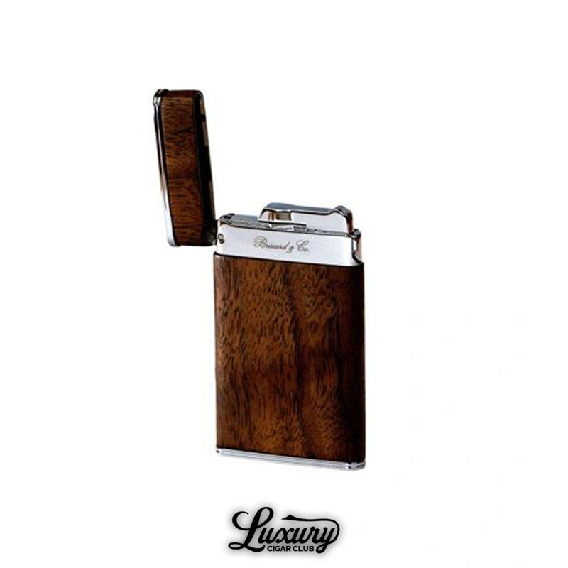 Brizard and Co The Sottile Lighter Figured Walnut close up view at Luxury Cigar Club
