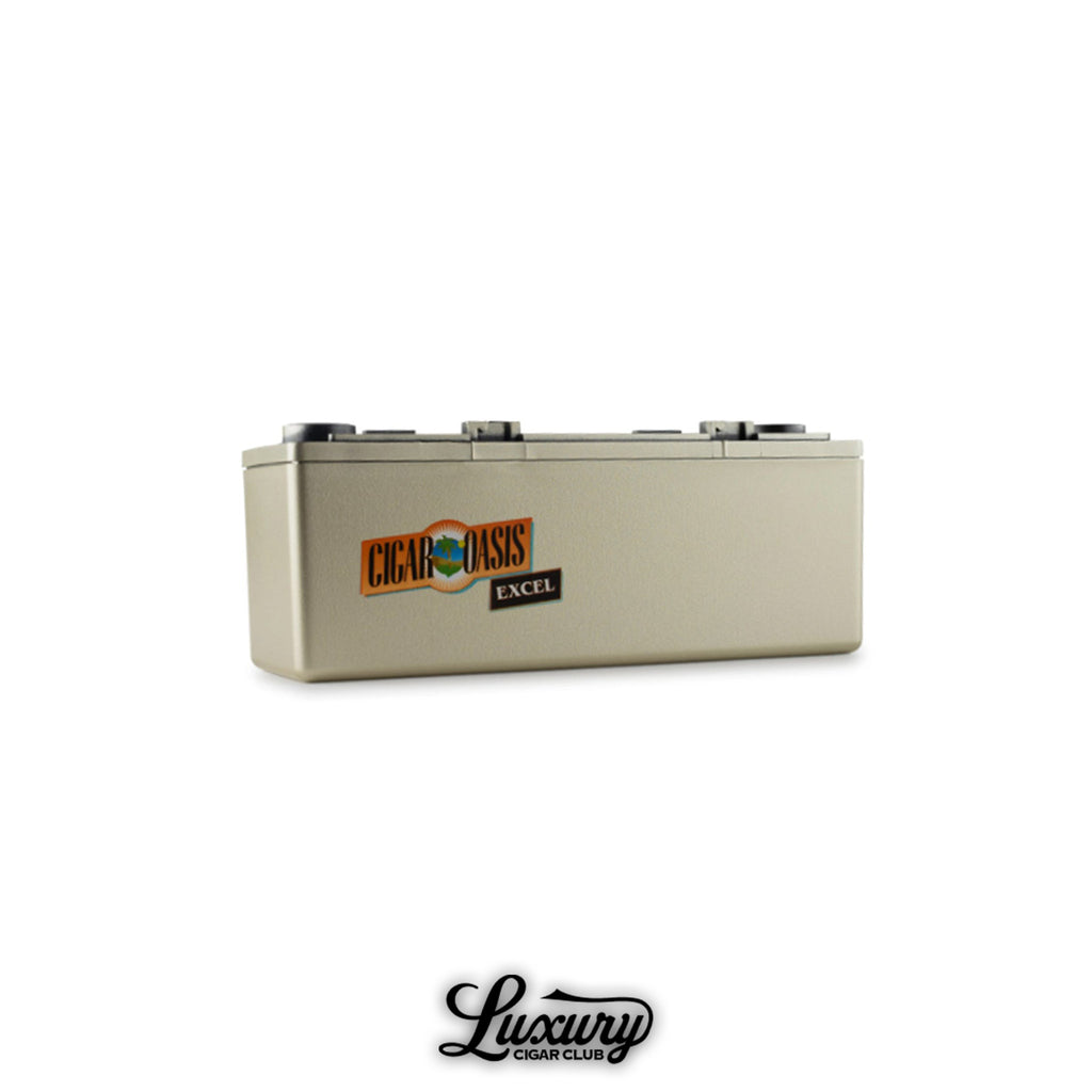 Luxury Cigar Club Cigar Oasis Excel refill water cartridge beige humidification unit designed for cigar humidors ensuring consistent humidity control and premium cigar preservation.