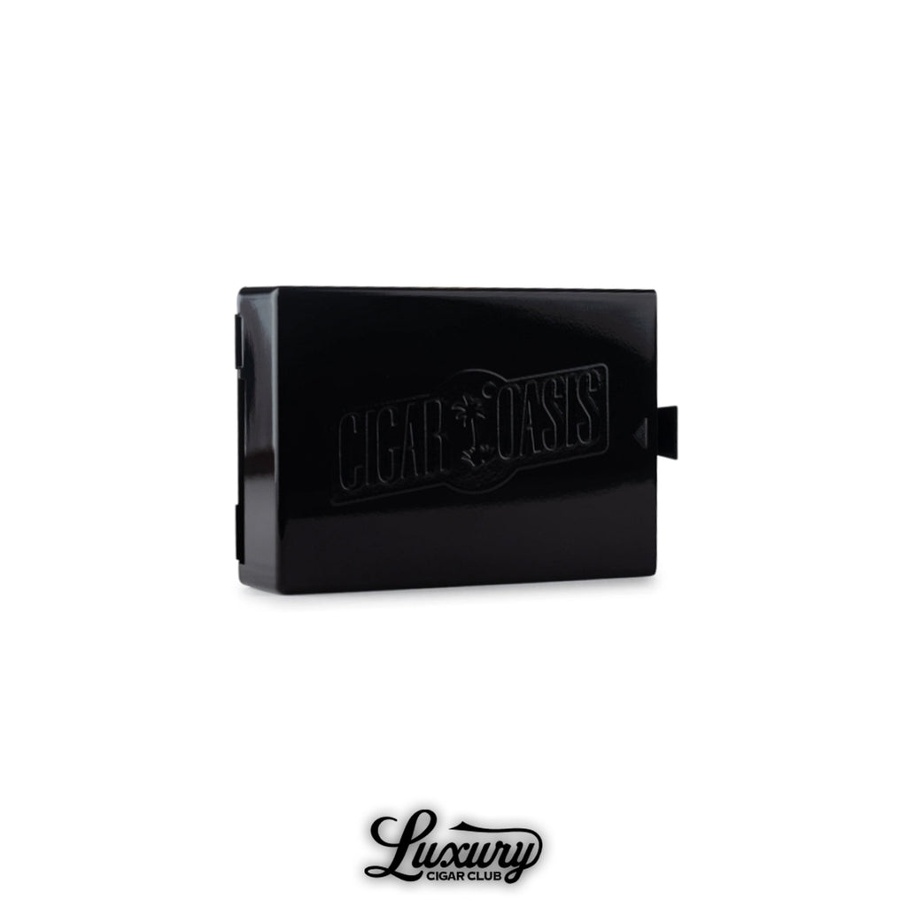 Luxury Cigar Club Cigar Oasis Ultra refill water cartridge sleek black humidification accessory designed to maintain perfect humidity levels in cigar humidors.