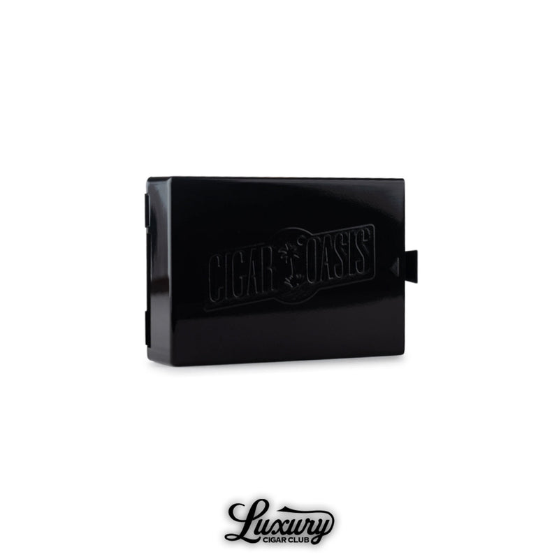 Luxury Cigar Club Cigar Oasis Ultra refill water cartridge sleek black humidification accessory designed to maintain perfect humidity levels in cigar humidors.