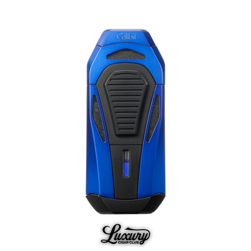 Blue Colibri Boss triple flame torch lighter with ergonomic grip from Luxury Cigar Club.