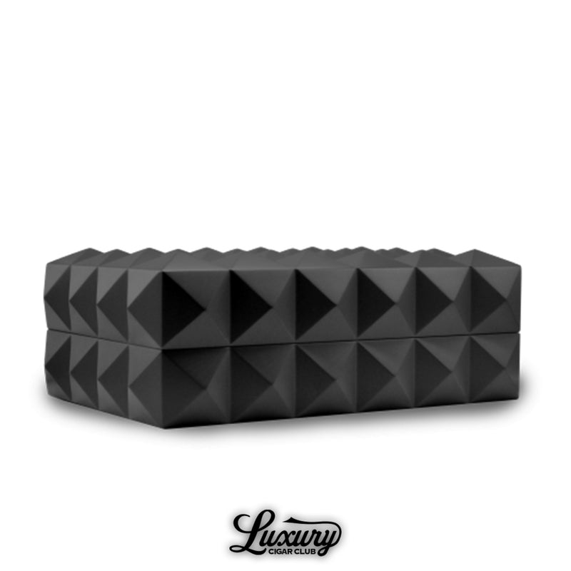 Colibri Quasar Black Humidor with geometric pyramid exterior from Luxury Cigar Club premium cigar preservation