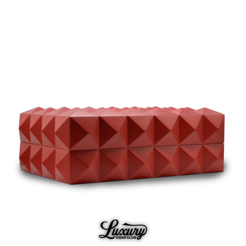 Colibri Quasar Red Humidor with pyramid design available at Luxury Cigar Club luxury cigar storage box