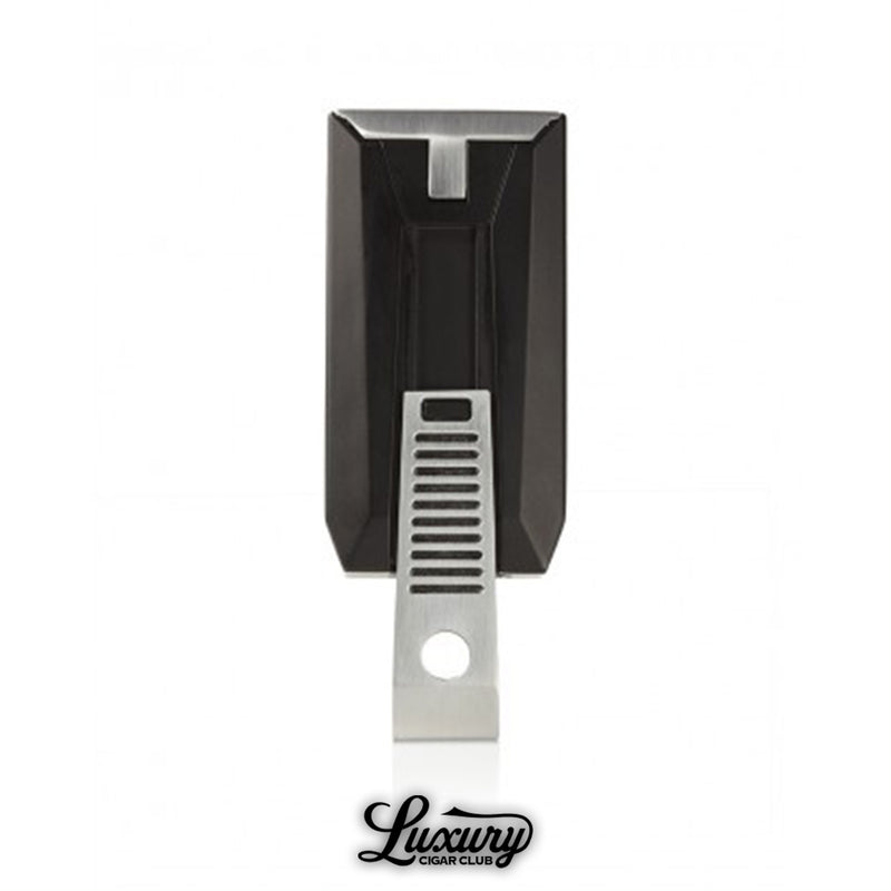 Colibri Slide double jet flame lighter in polished chrome finish displayed open.