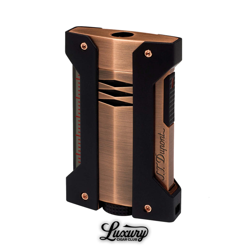 copper S.T. Dupont Défi Extreme lighter with black frame, featured at Luxury Cigar Club