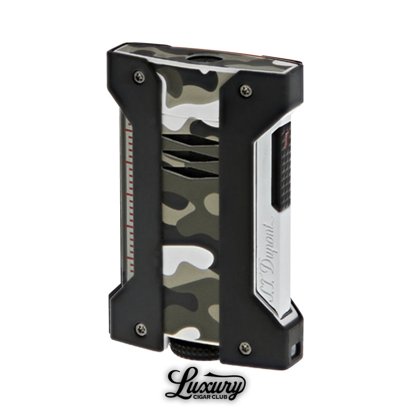 grey camouflage S.T. Dupont Défi Extreme lighter with black trim, available at Luxury Cigar Club