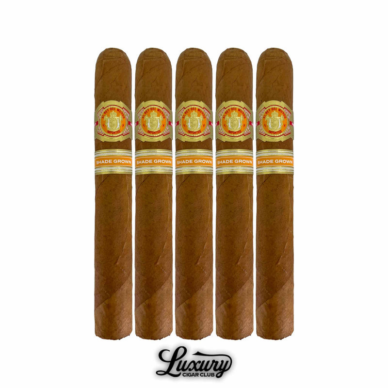 El Rey Del Mundo Shade Grown Toro five pack from Luxury Cigar Club displayed upright with visible wrapper texture and detailed band artwork.