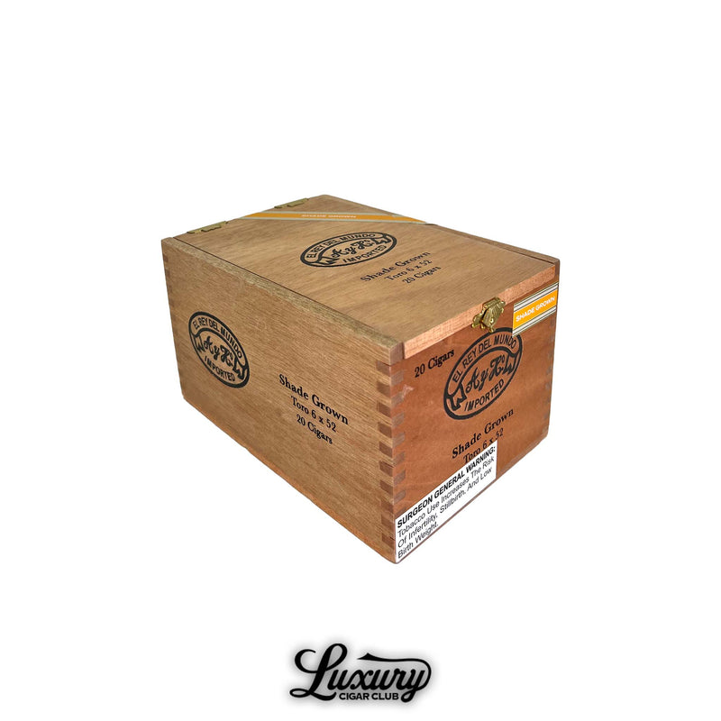 El Rey Del Mundo Shade Grown Toro sealed box from Luxury Cigar Club featuring the band design, branding, and factory label on the lid.