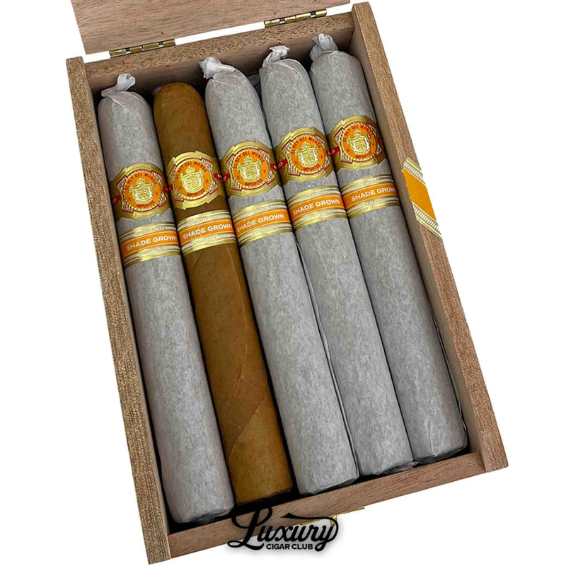 El Rey Del Mundo Shade Grown Toro close up from Luxury Cigar Club highlighting the smooth shade grown wrapper, fine veins, and embossed band.