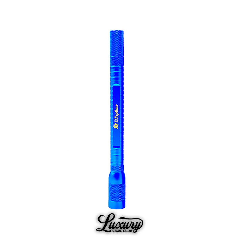 Premium blue cigar punch cutter with four punch sizes for a customizable smoking experience.
