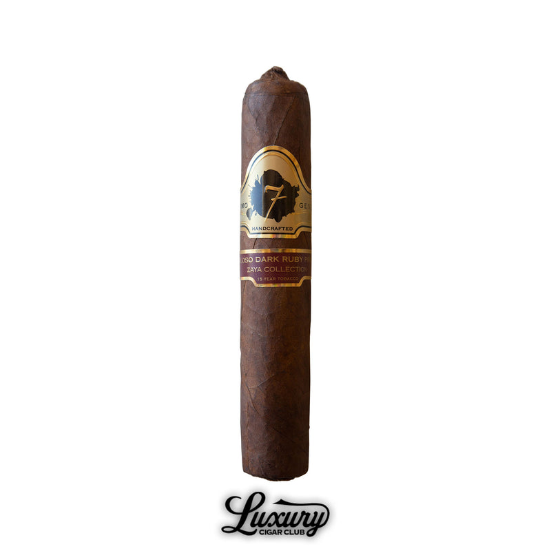 Single El Septimo Fabuloso Dark Ruby cigar with dark Maduro wrapper, part of the Zaya Collection, offering luxurious flavor and expert craftsmanship.