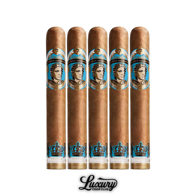 El Septimo Emperor Collection Alexander Connecticut cigars in a 5 pack presentation with light Connecticut wrappers showcasing refined construction from Luxury Cigar Club.