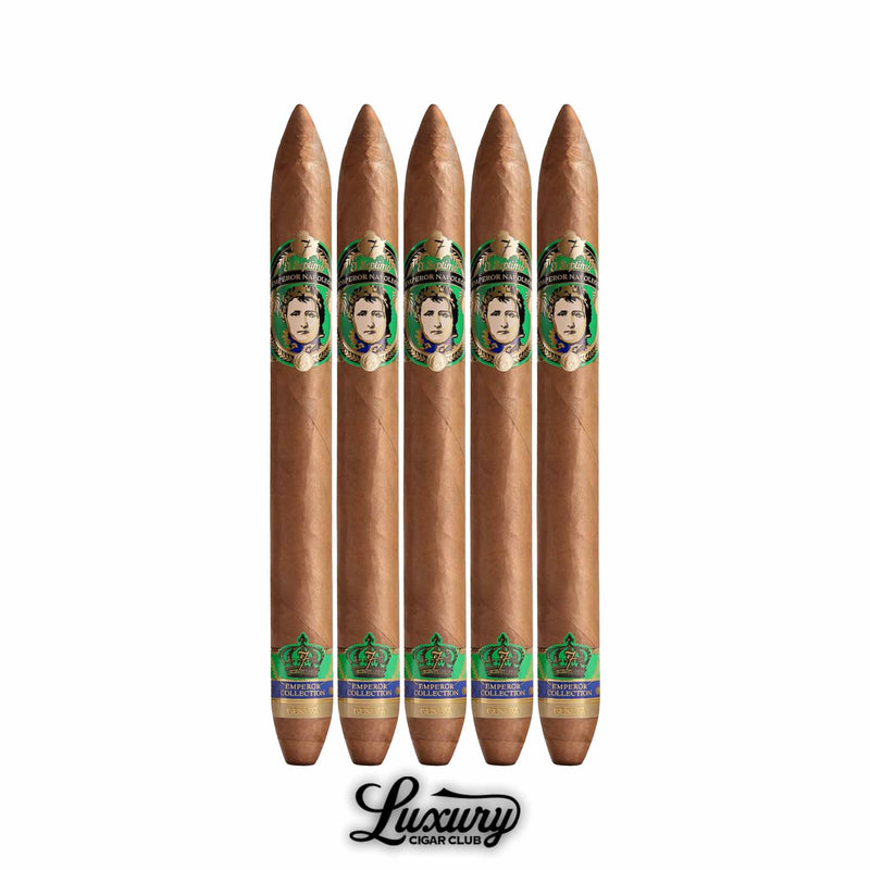 El Septimo Emperor Collection Napoleon Connecticut 5 pack of long and tapered cigars featuring smooth Connecticut wrappers crafted for Luxury Cigar Club.