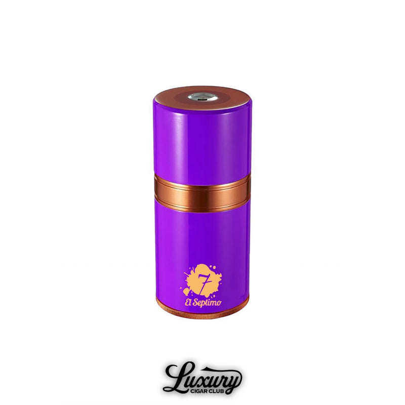 El Septimo Large Travel Humidor in amethyst purple with gold accent band cigar storage accessory online