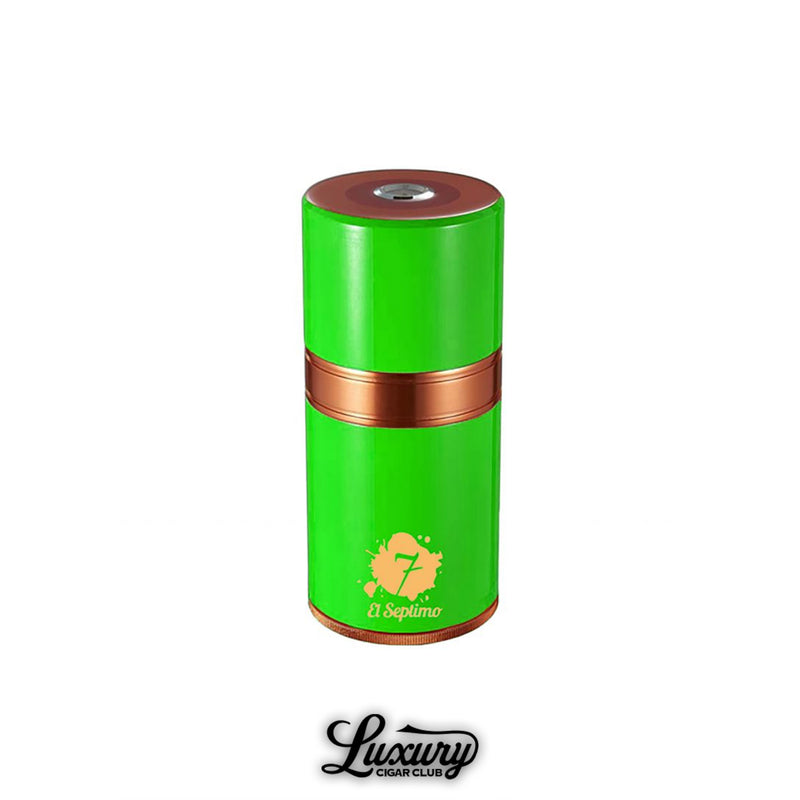 El Septimo Large Travel Humidor in emerald green with gold accent band premium cigar accessories online
