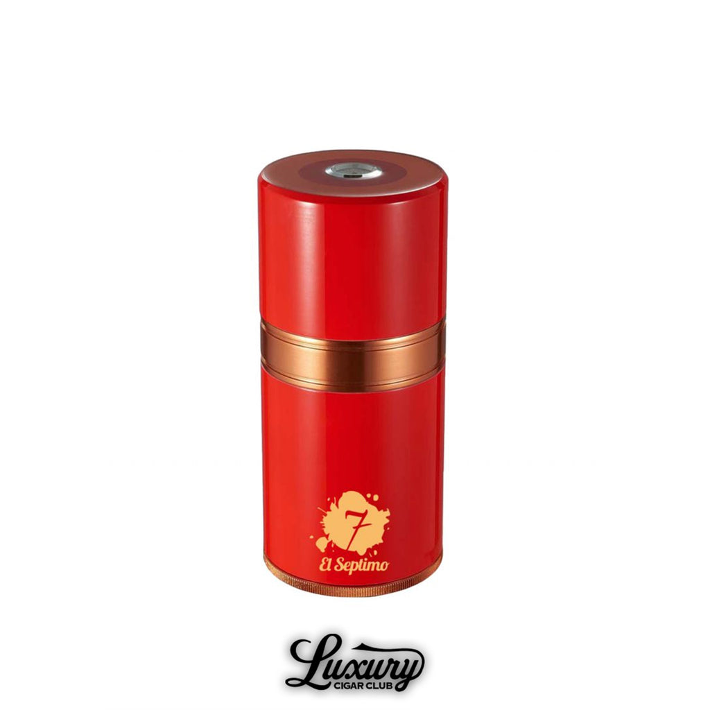 El Septimo Large Travel Humidor in ruby red with gold accent band luxury cigar accessories online