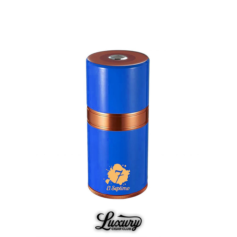El Septimo Large Travel Humidor in sapphire blue with gold accent band cigar accessories online