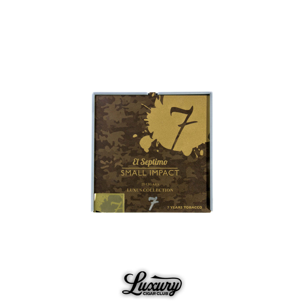 El Septimo Luxus Collection Small Impact box of 25 premium handmade cigars with 7 years aged tobacco, available at Luxury Cigar Club.