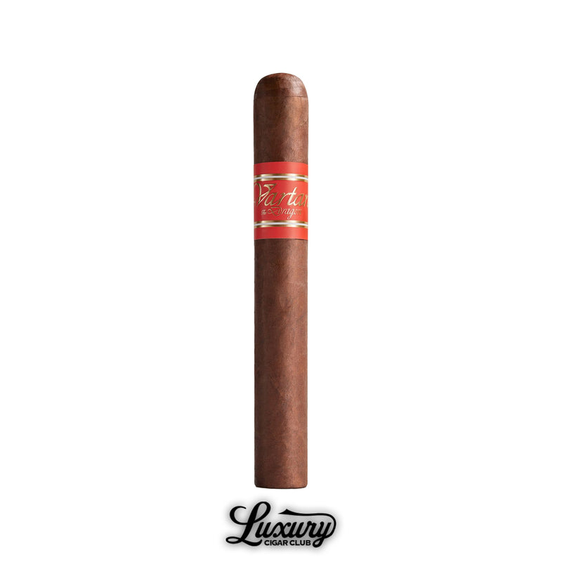 Luxury Cigar Club El Septimo Vartan The Dragon Gordo single cigar with a rich brown wrapper and bold red and gold band showcased on a clean white background.