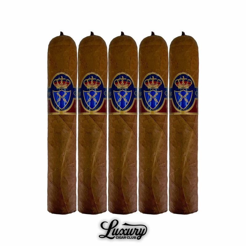Five-pack of Felipe Gregorio Felipe Felipe Magnum 56 cigars with blue, gold, and red bands