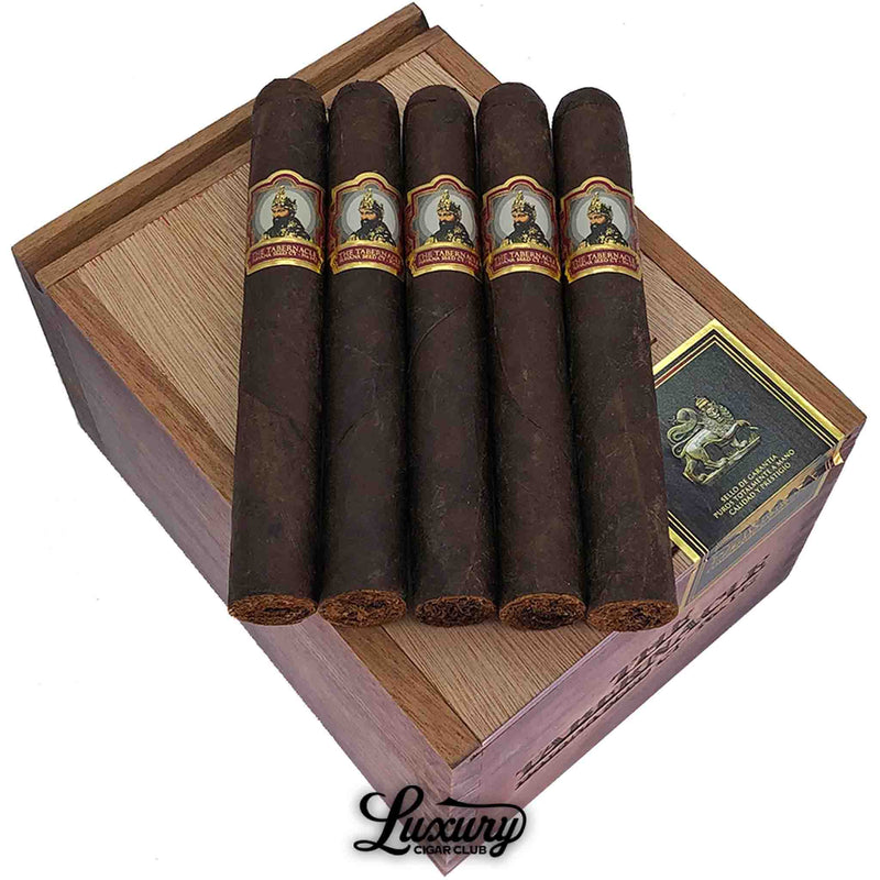 Close-up of Foundation Tabernacle Havana Seed CT No. 142 Toro cigars on box – medium to full-bodied Toro cigars by Foundation Cigar Co. available at Luxury Cigar Club