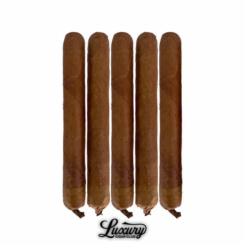 Gran Habano Persian King Natural Rajah cigars 5-pack with shaggy foot displayed vertically, premium Nicaraguan cigars available at Luxury Cigar Club.