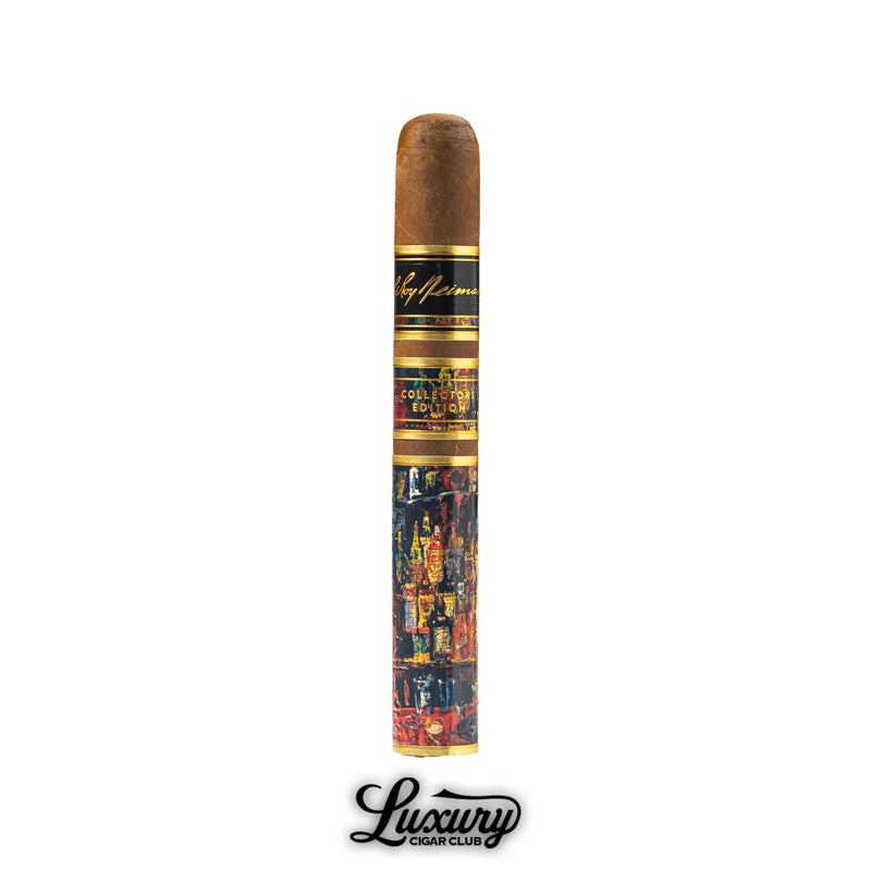 Single JC Newman LeRoy Neiman Collector’s Edition 2023 Toro cigar with colorful LeRoy Neiman artwork and elegant gold detailing, showcased by Luxury Cigar Club.