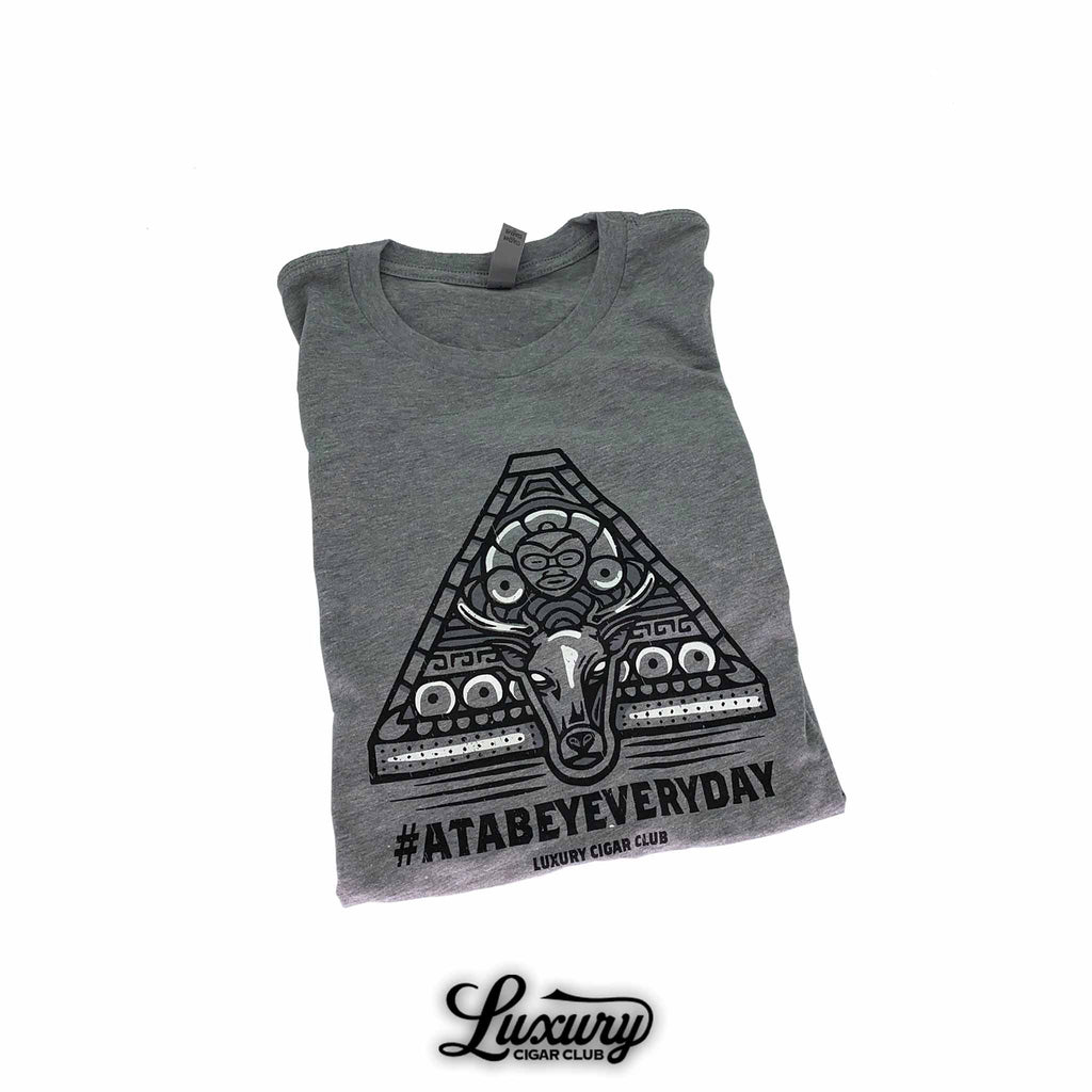 Luxury Cigar Club Atabey T-shirt folded to display the front design with tribal artwork and the hashtag AtabeyEveryDay.
