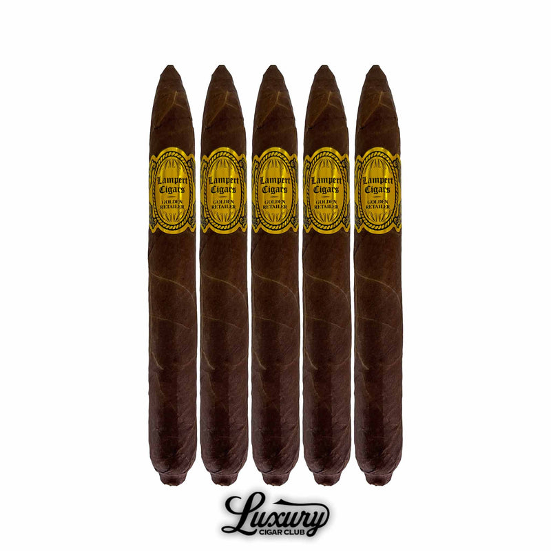 Luxury Cigar Club five-pack of Lampert Golden Retailer Maduro Limited Edition Salomones cigars with Ecuadorian wrapper.