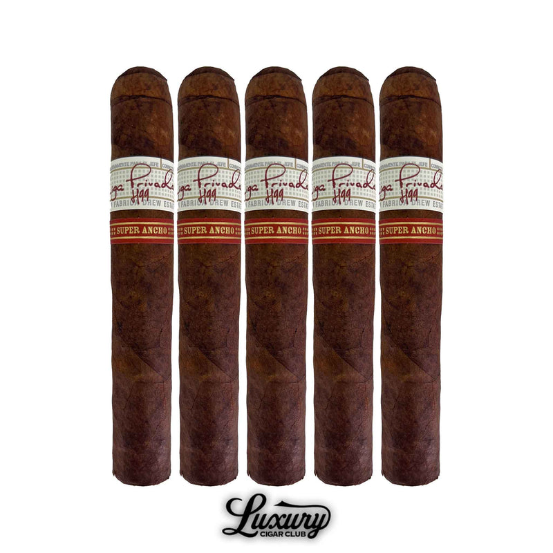 Luxury Cigar Club five-pack of Liga Privada H99 Super Ancho cigars with signature red and white Liga bands.