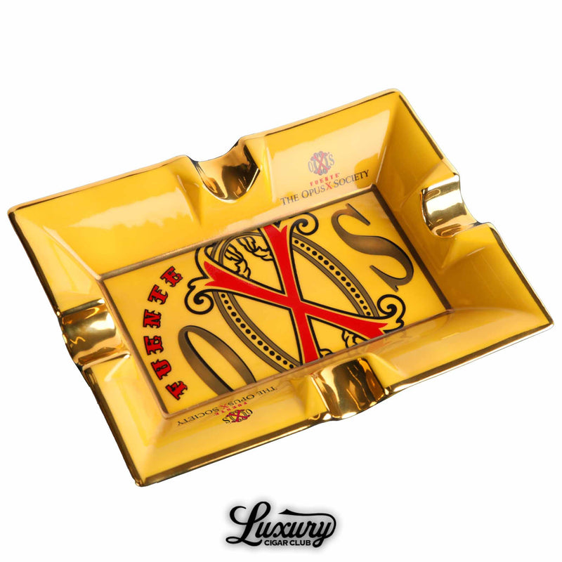 Manny Iriarte Opus X Society El Amarillo Porcelain Ashtray Close Up from Luxury Cigar Club