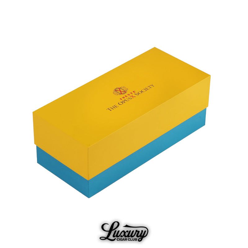 Yellow and Blue Box Manny Iriarte Opus X Society Glencairn Whiskey Glass Set Luxury Cigar Club