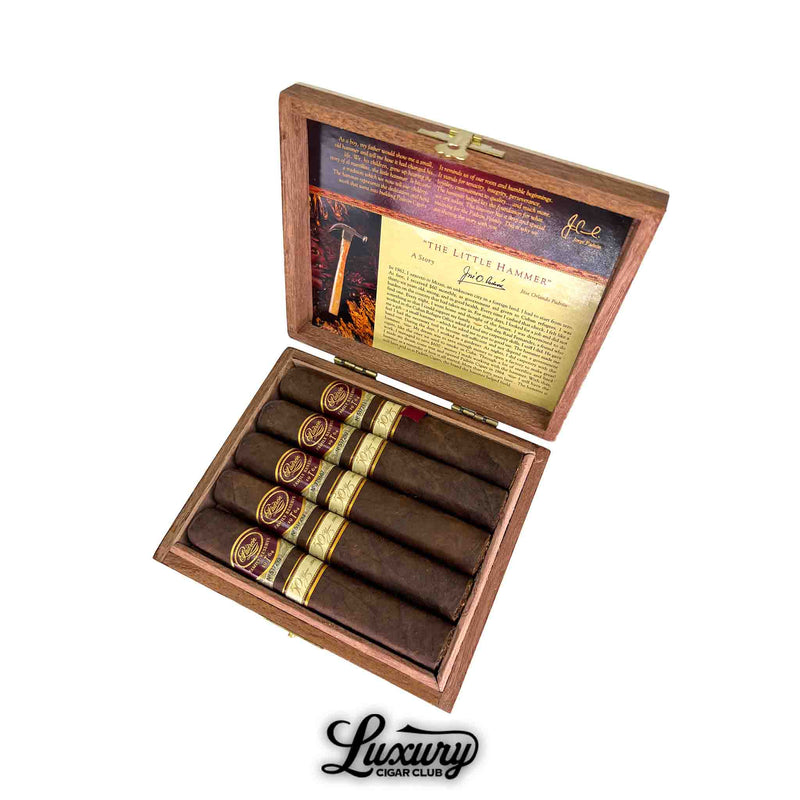 Open box of Padron Family Reserve Maduro No 50 cigars featuring bold maduro wrappers and signature bands, offered by Luxury Cigar Club.
